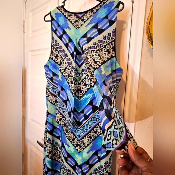 💕 3/$15 "Beige" Blue Dress Large like new - Picture 6 of 8